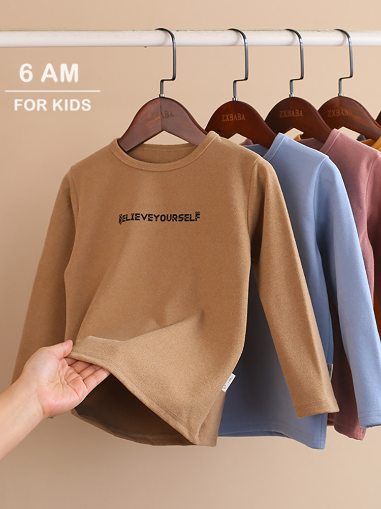 소녀와 소년 가을 겨울  중대형 아동용 양면 독일 벨벳 가정용 속옷 둥근 목에 꼭 맞는 잠옷 난방 및 따뜻한 가을 옷