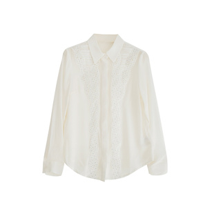 秘密盒子 独立女主 100桑蚕丝衬衫领法式长袖衬衫女