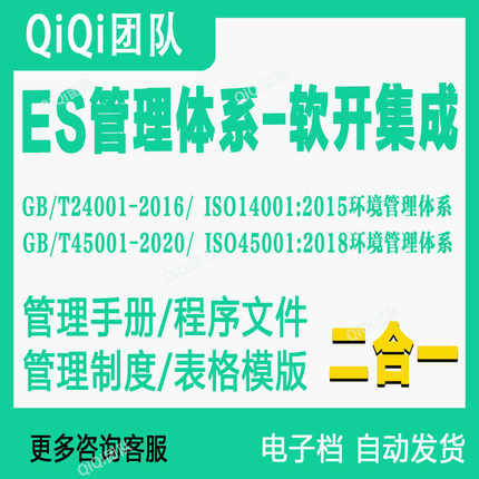 ISO14001-2015和ISO45001-2018环境+职安ES2合1管理体系材料模板