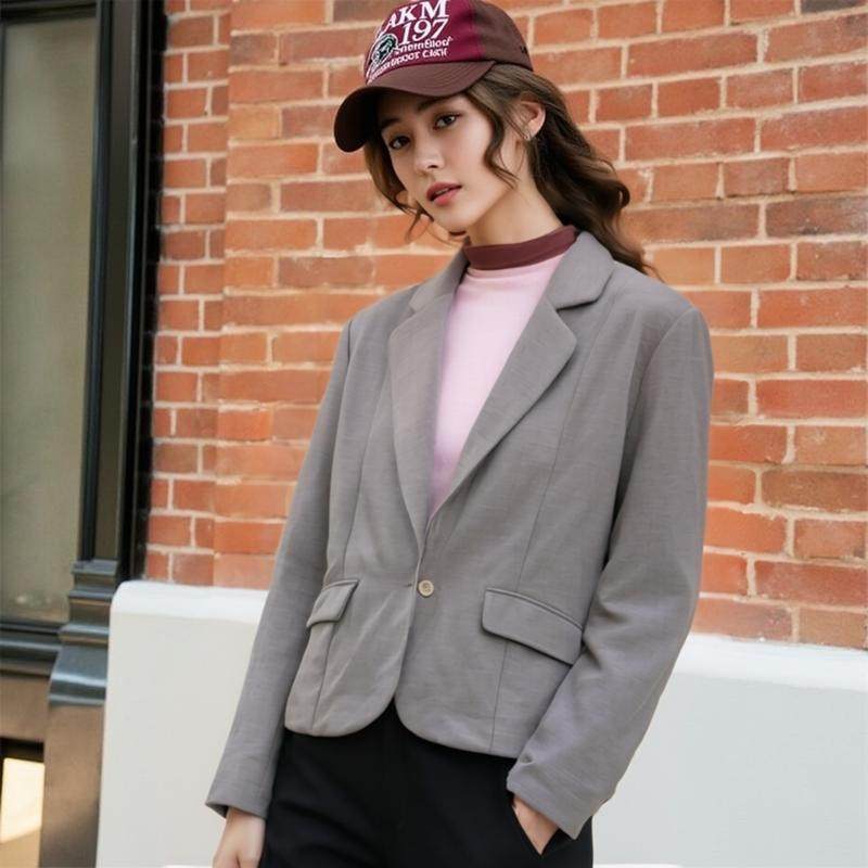 春秋柔软舒适时尚小西装外套女高级感职业装休闲弹力修身气质