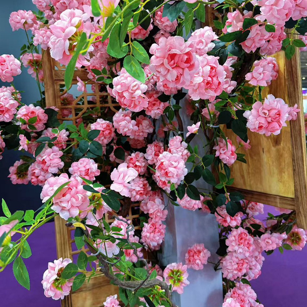 仿真玫瑰绣球花藤墙饰拱门造景假花藤条管道遮挡装饰网红打卡花墙