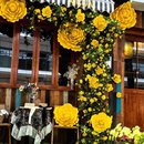 饰花藤条拱门打卡花墙背景墙院子软装 网红黄玫瑰假花仿真花装 用品