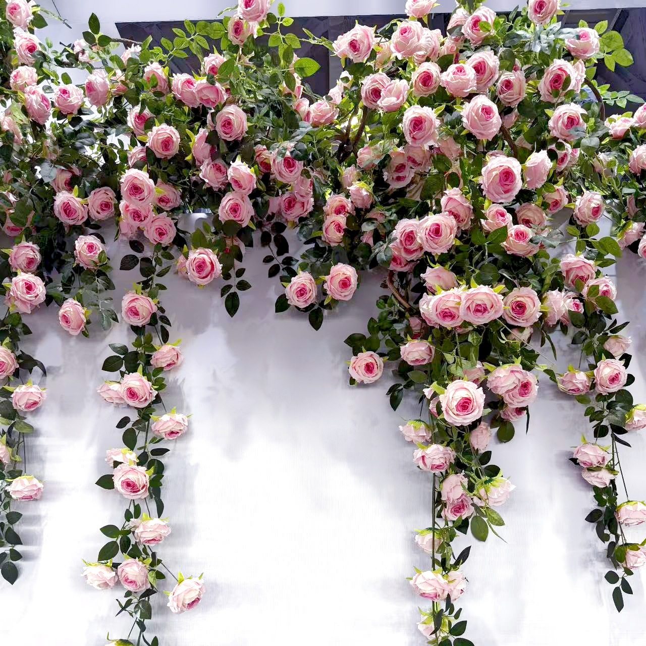 仿真玫瑰花藤蔓玫瑰花藤条莫奈花艺装饰花墙造景景区庭院商场假花