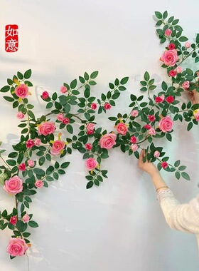 仿真花藤条空调管道缠绕装饰假花