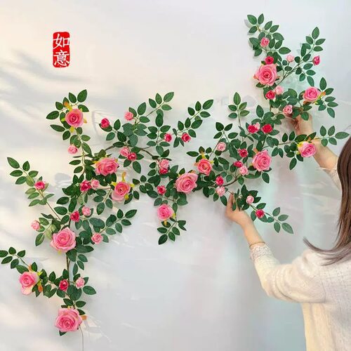 仿真花藤条空调管道缠绕装饰假花