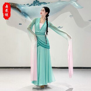 踏春行古典舞演出服女水袖舞蹈服采薇表演服汉唐鼓舞飘逸大摆裙