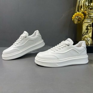 枫之时尚夏季厚底增高小白鞋舒适透气轻便简约不臭脚牛皮男士板鞋