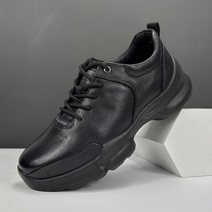 枫之时尚春季系带厚底增高休闲鞋耐磨舒适防滑不臭脚牛皮男运动鞋