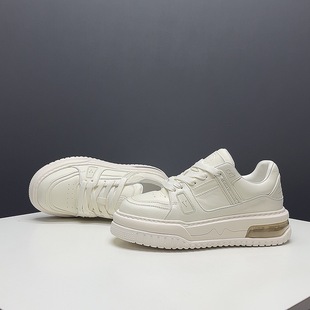 枫之时尚秋冬厚底增高小白鞋青少年学生简约百搭不臭脚牛皮男板鞋