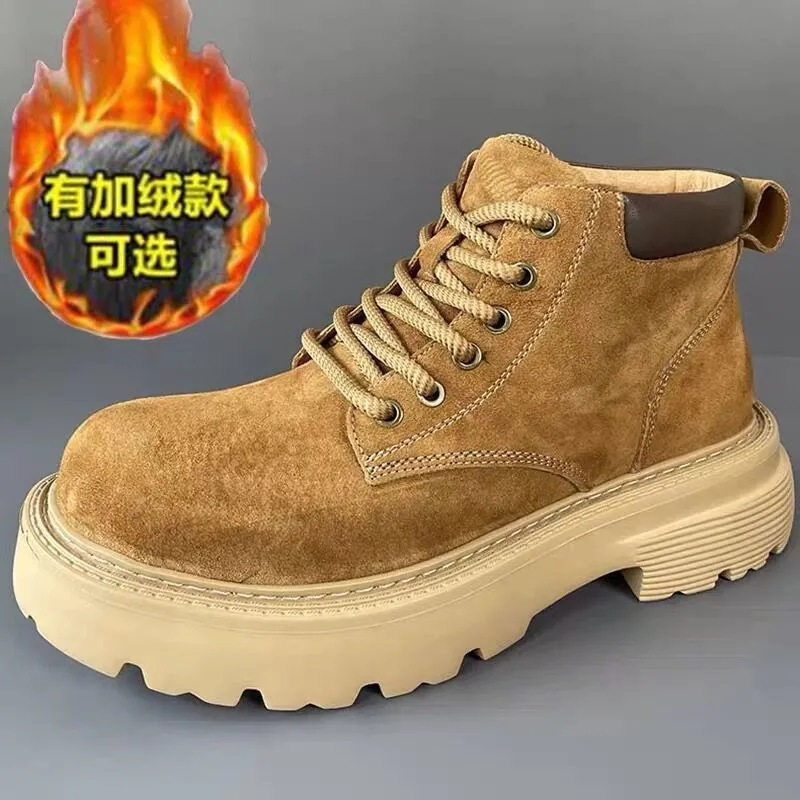 枫之时尚复古工装靴真皮大黄靴男
