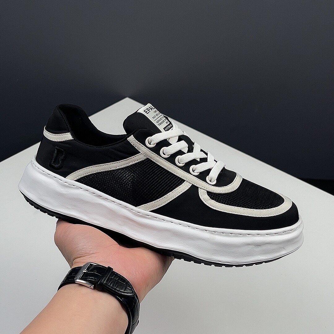 枫之时尚夏天厚底增高休闲鞋网面拼接镂空舒适透气男士不臭脚板鞋