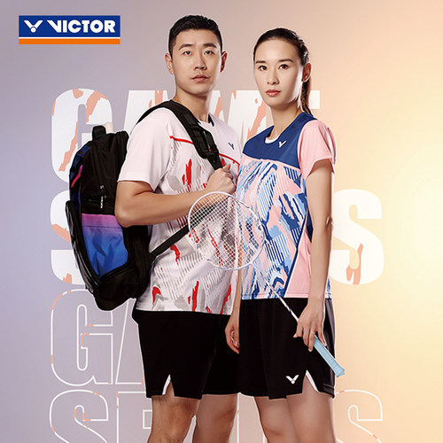 victor羽毛球服短袖T恤速干