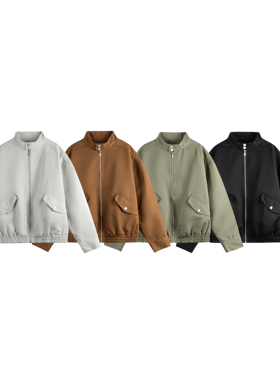 STUDIO ONE美式复古纯色工装立领夹克外套春秋男女款宽松休闲多色