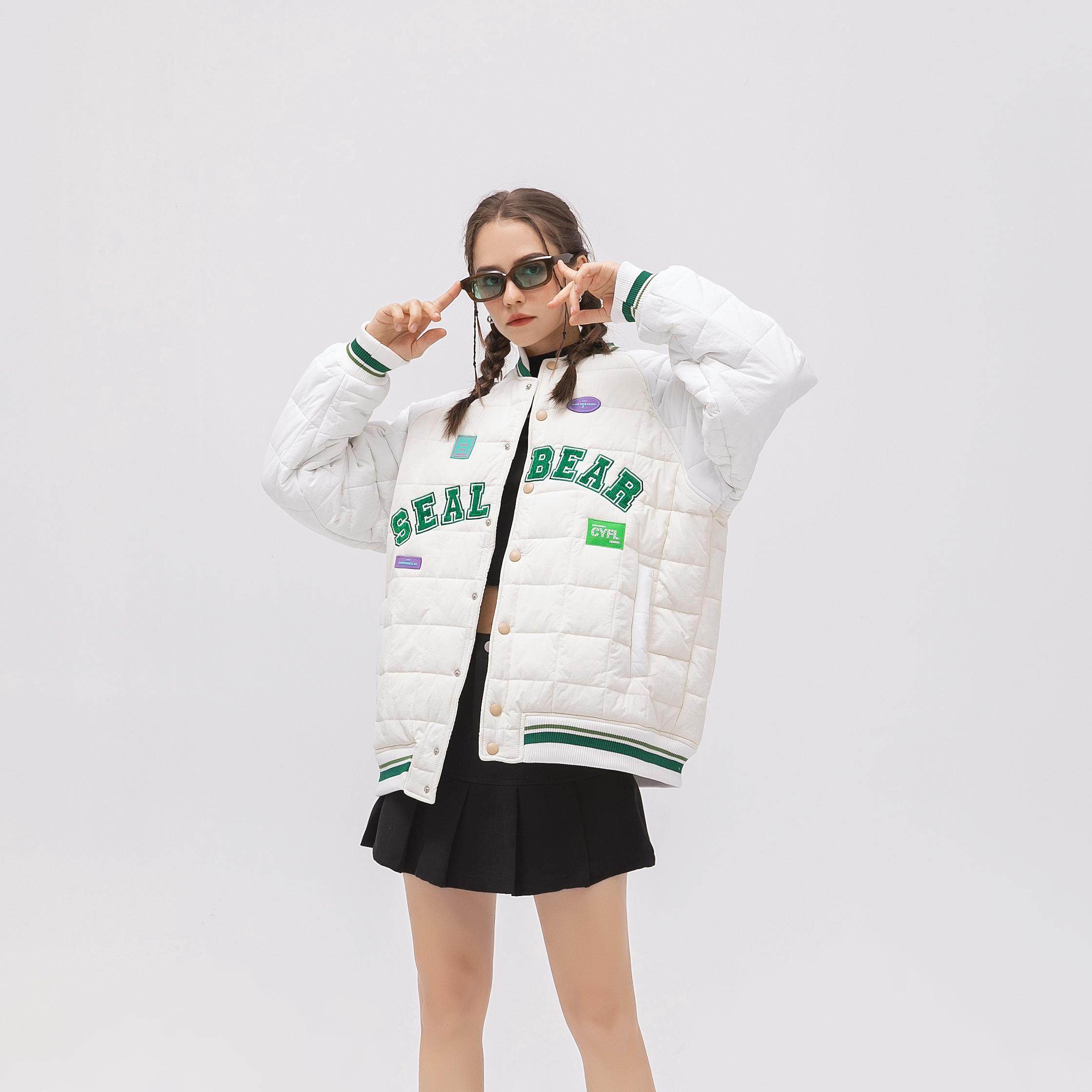 REAL SPACE美式贴布刺绣字母棒球服棉服外套秋冬男女款宽松情侣