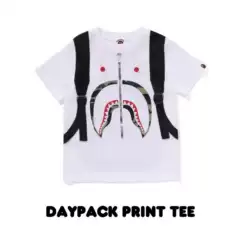 [Domestic Stock] Japanese Trendy Brand Bape Children's Clothing Authentic Shark Backpack Print Crew Neck Short-Sleeve T-Shirt