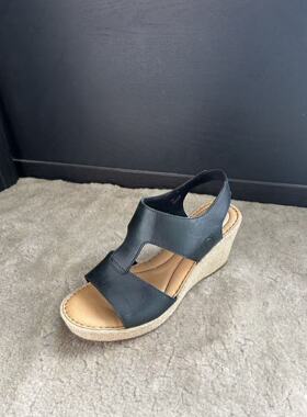 born 头层牛皮工字女士厚底增高坡跟凉鞋6 8 9