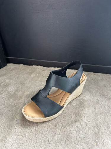 born 头层牛皮工字女士厚底增高坡跟凉鞋6 8 9