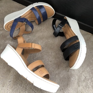 头层牛皮双一字坡跟凉鞋 超轻 born