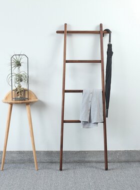浴室简约梯挂衣架毛巾落地木架卧室楼梯衣帽架半创意实木质