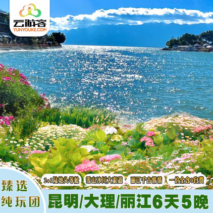 云南纯玩旅游昆明大理丽江6天5晚玉龙雪山去有风的地方洱海跟团游