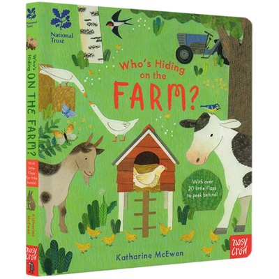 英文原版 National Trust Who's Hiding on the Farm? 谁在农场里 纸板趣味翻翻书 农场动物 STEM课外读物 儿童科普绘本 大嘴鸟