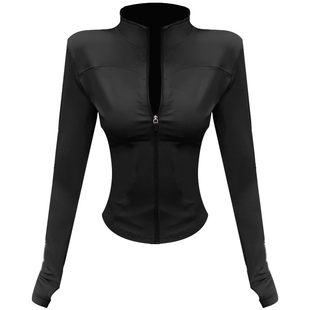 立领紧身运动外套女秋冬款瑜伽服上衣拉链开衫跑步健身服夹克长袖
