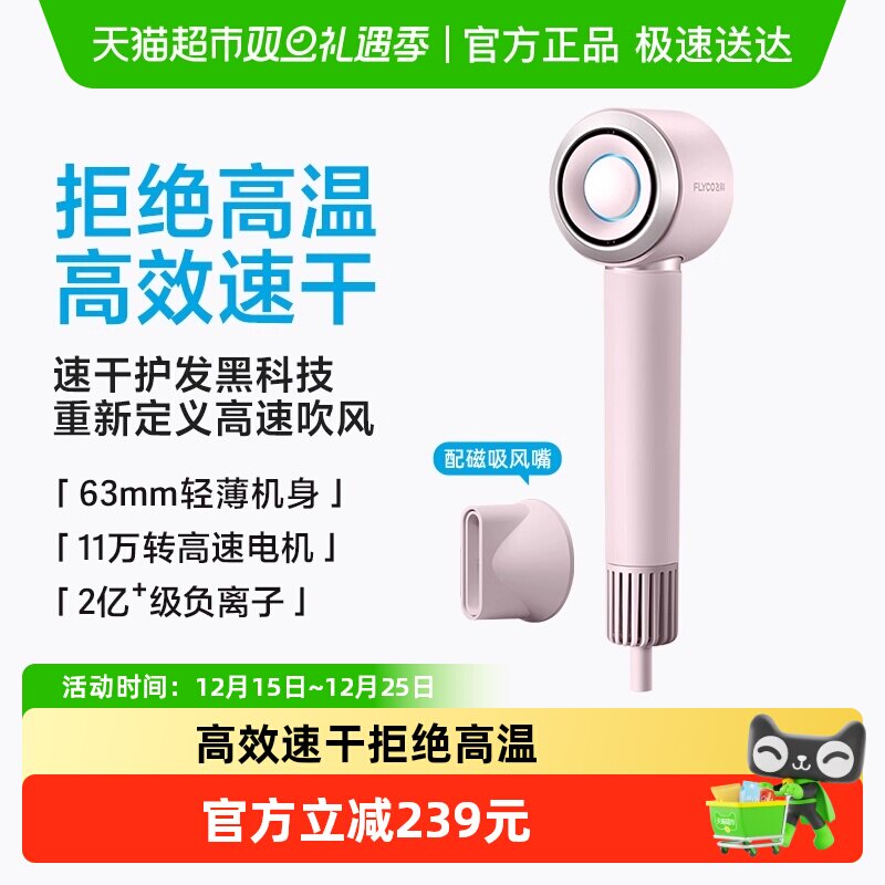 飞科高速吹风机家用负离子护发大风力速干电吹风筒送女友FH6371