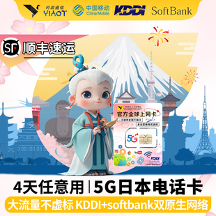 吟游通信5G日本东京上网卡 4天手机无限流量电话卡北海道冲绳旅游