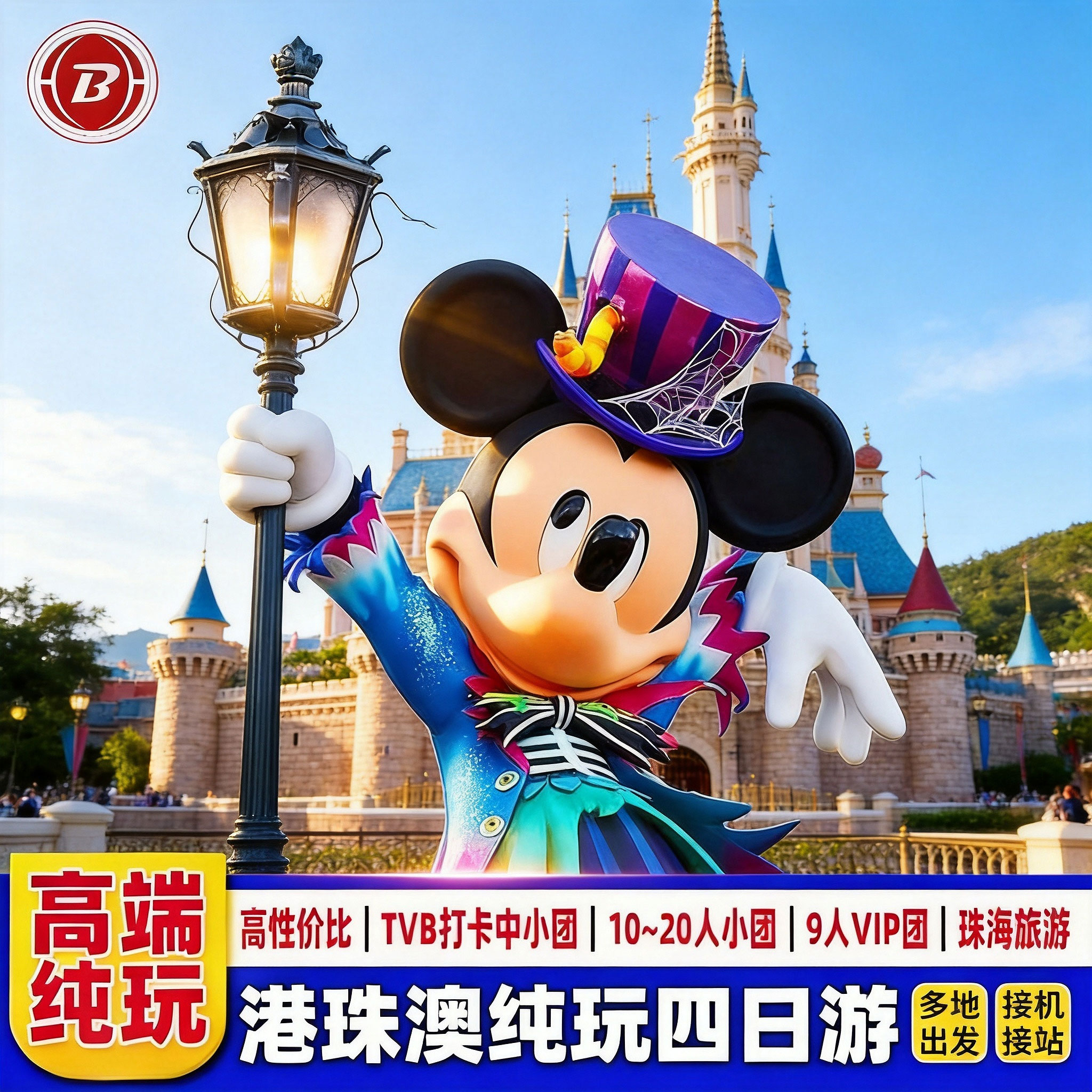 珠港澳旅游4天纯玩迪士尼+珠海一日游