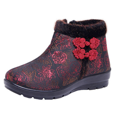 奶奶防滑老年人软底毛毛北京棉鞋