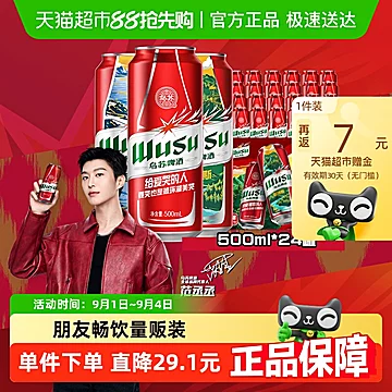 乌苏啤酒红罐500ml*24罐整箱特价次日达