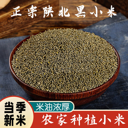 陕北小米陕西米脂小米黑小米新米小黑米谷子粮食小米杂粮油小米粥