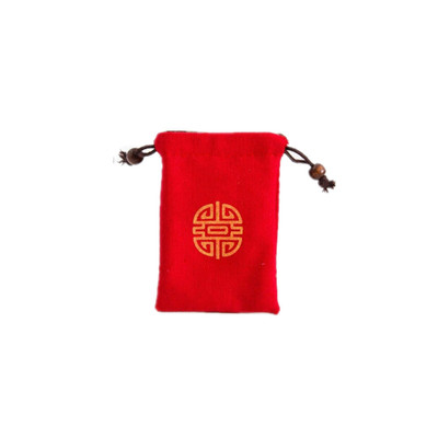 红色印花束口收纳定制首饰袋福袋