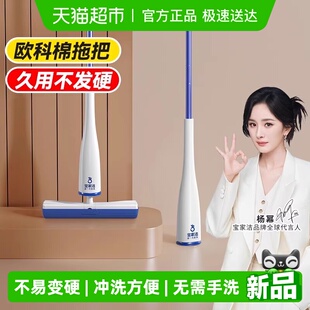胶棉 BAOJIAJIE宝家洁拖把家用一拖净干湿两用免手洗海绵头对折式