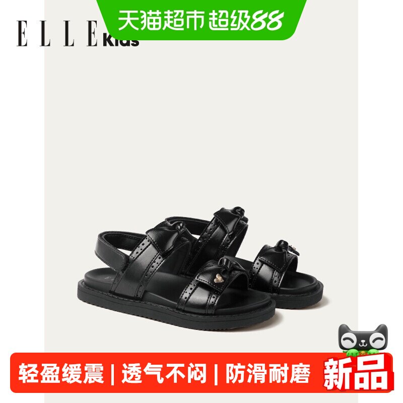 ELLEkids夏季新款蝴蝶结女童凉鞋
