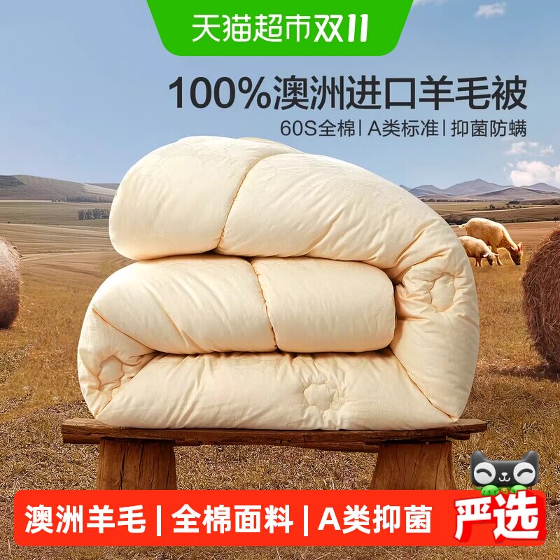 水星家纺澳州羊毛抑菌冬被