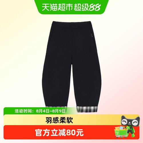 woobaby小格子翻翻裤C型长裤