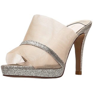 一代佳人细跟防水台高跟鞋时尚网纱镂空鱼嘴凉拖夏季女凉拖鞋新品