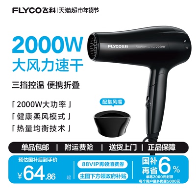 飞科电吹风机家用大功率可折叠