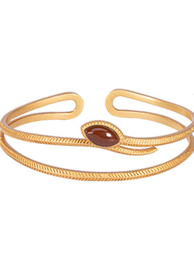 南红原创镀金镶嵌银手镯送闺蜜