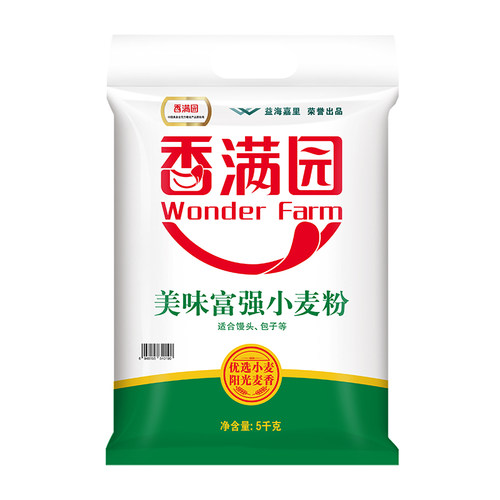 香满园面粉美味富强小麦粉5kg包饺子馒头中筋面粉
