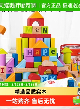 Hape木制积木大颗粒1-6岁宝宝启蒙儿童早教幼儿拼搭玩具生日礼物