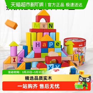 Hape木制积木大颗粒1-6岁宝宝启蒙儿童早教幼儿拼搭玩具生日礼物