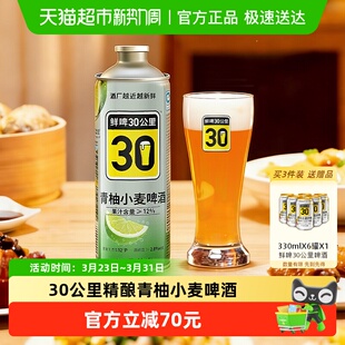鲜啤30公里啤酒精酿青柚小麦1L 6罐果味原浆低度果啤