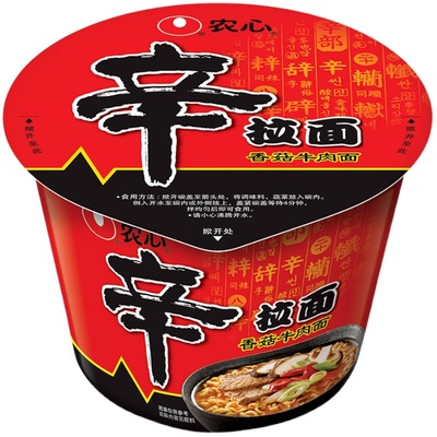 农心香菇牛肉味桶装面方便面