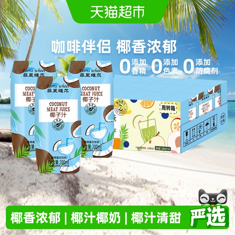 菲里维尔椰子汁200ml*24瓶植物蛋白饮料椰奶椰汁整箱囤货畅饮装 - 实物图