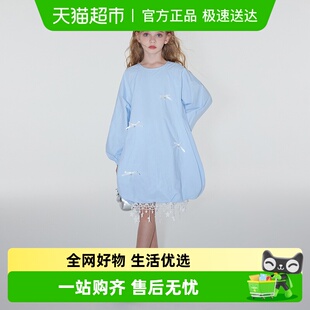 中大童衬衫 裙花苞裙女童连衣裙 儿童连衣裙2025秋冬新款 植木童装