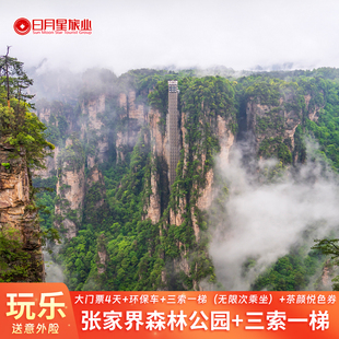 提前一天预订 张家界国家森林公园4日大门票+三索一梯不限次+环保车+茶颜悦色兑换券
