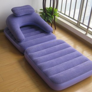单人充气沙发床植绒充气躺椅折叠椅两用沙发床水上沙发