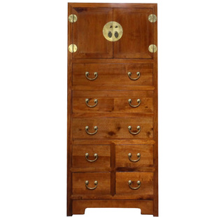 现代中式香樟木彩绘多斗柜卧室古典高斗柜客厅实木储物边角柜立柜